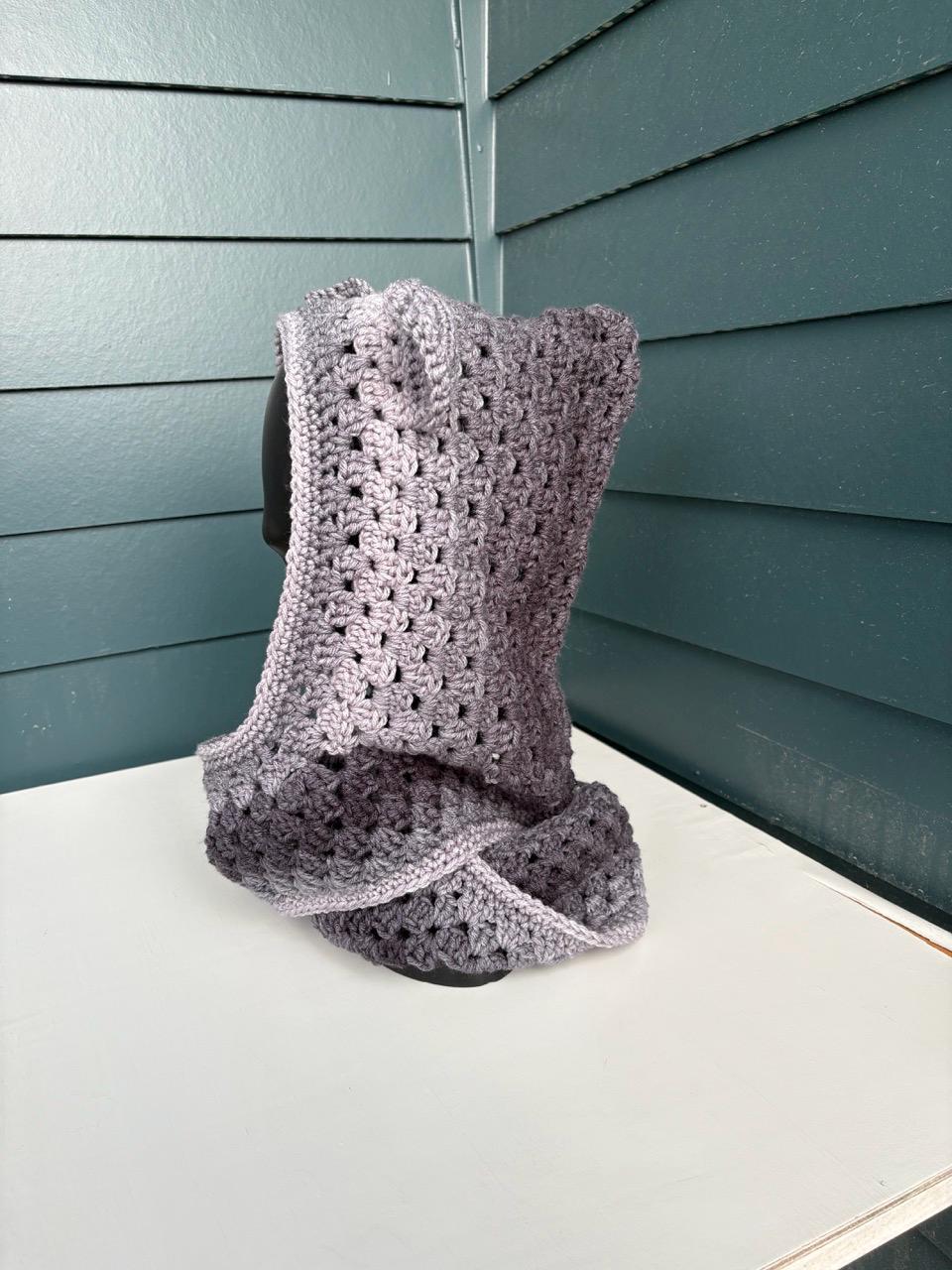 Gray Ombre Cowl Hood with Wolf Ears